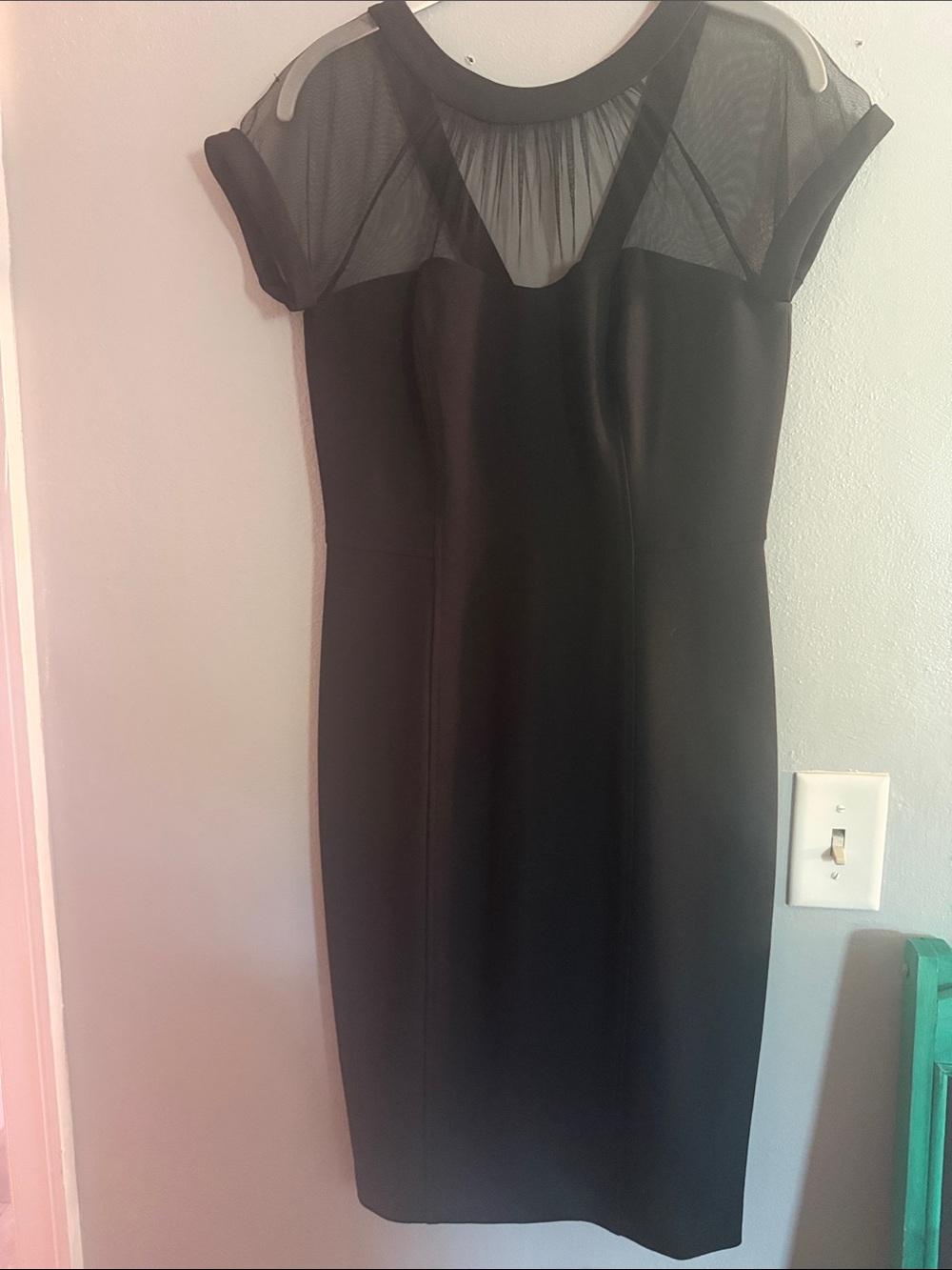 Maggy London Black Cold-Shoulder Mini Dress with Shear Yoke